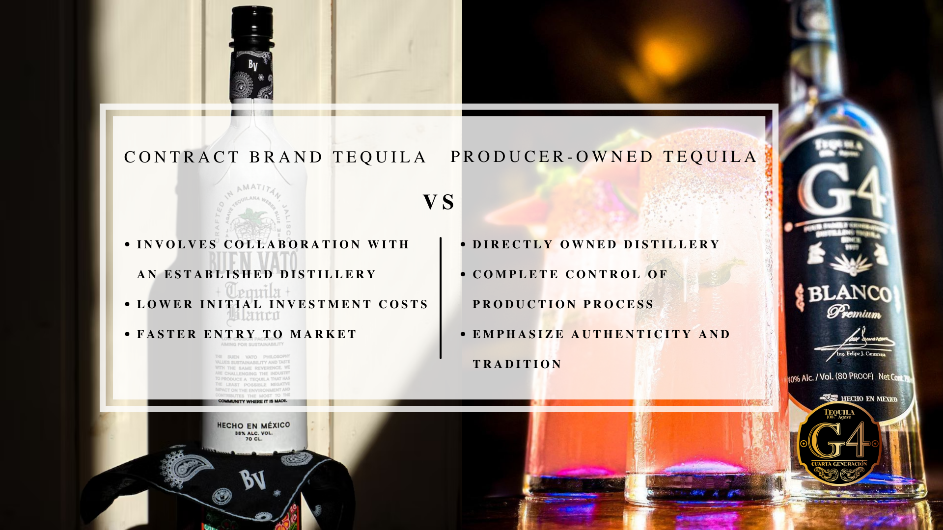 Infographic image of contract brand tequila vs producer-owned tequila