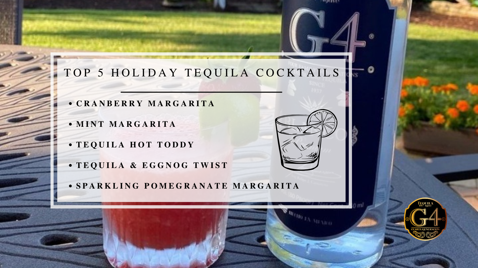 Infographic image of top 5 holiday tequila cocktails