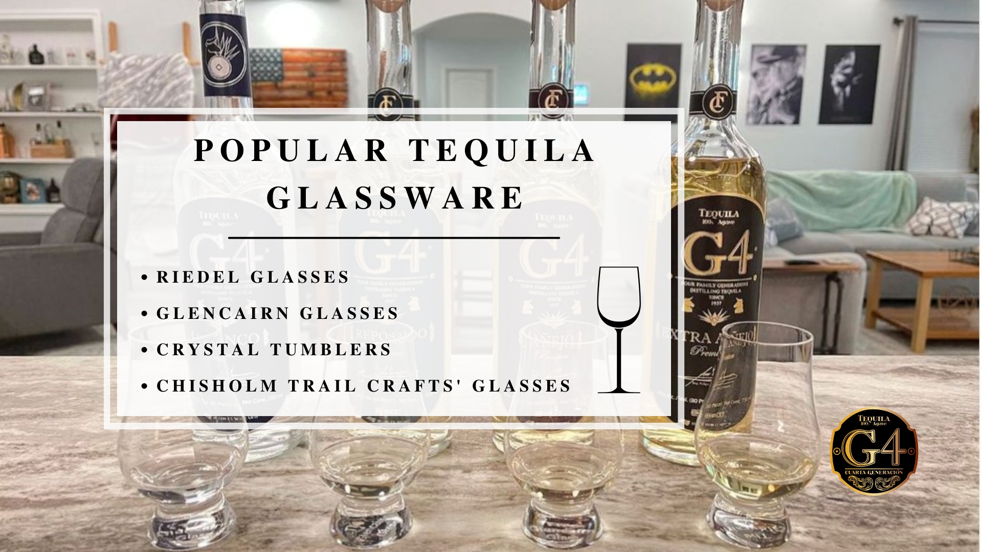 Infographic image of popular tequila glassware